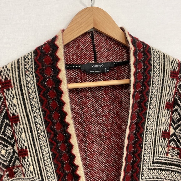 Vertigo Aztec Patterned Long Sweater Cardigan Womens Size M Oversized Jacket - Picture 3 of 13